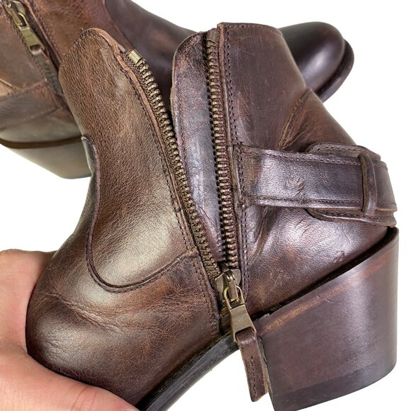J.B. Dillon Womens 9B Brown Leather Ankle heeled Boots Zipper Adjustable Mexico - Picture 7 of 14